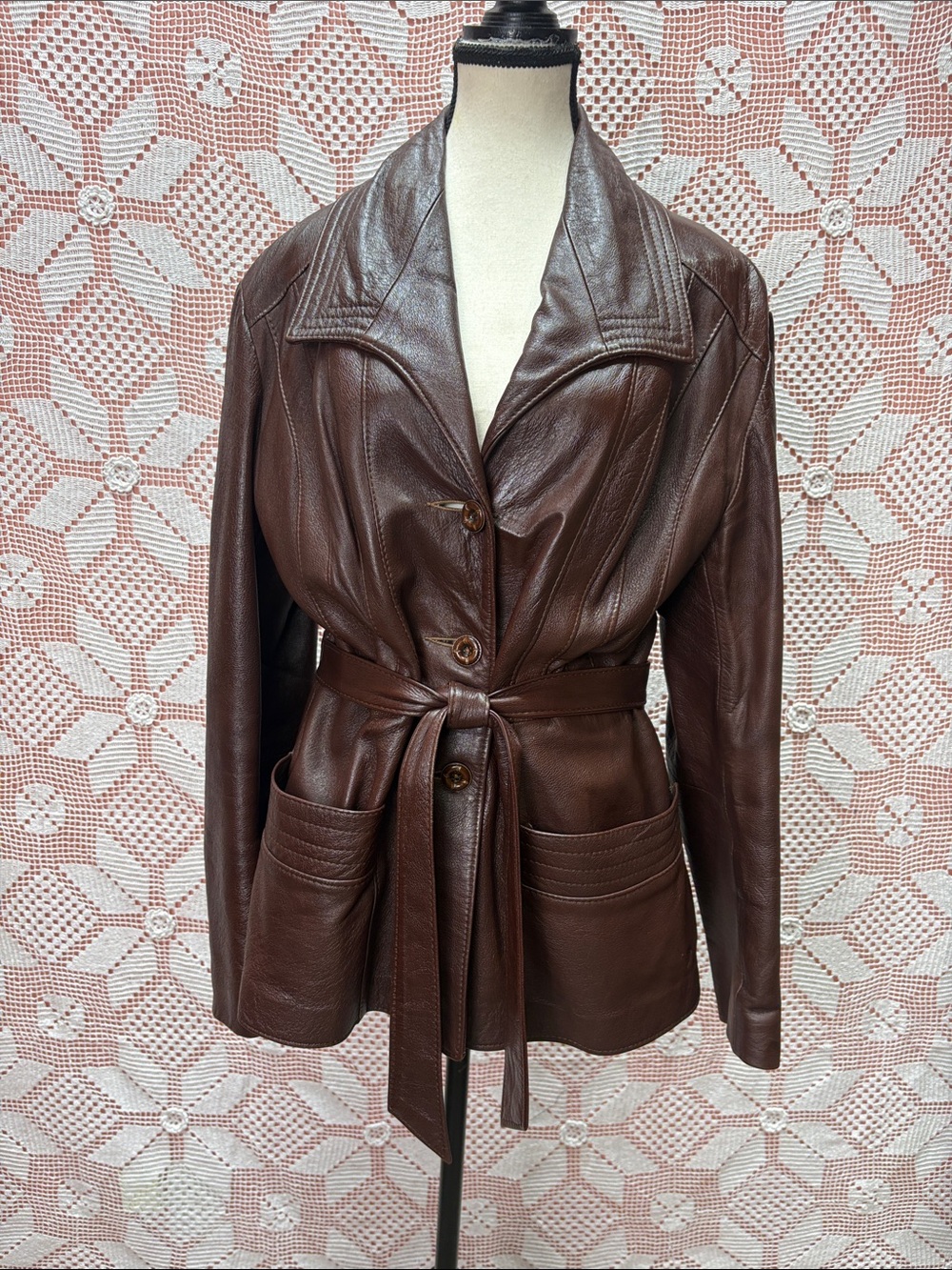 Vintage Norwest Brown Leather Belted Jacket